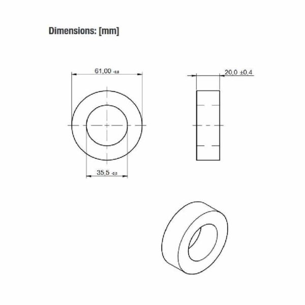 74270191 ferrite toroid dimmensions rowaves Wurth Elektronik 4W620 WE-74270191