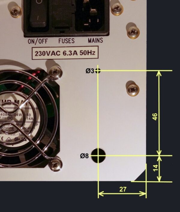 12V-PSU-holes 12V/5Adc PSU option PA1000+